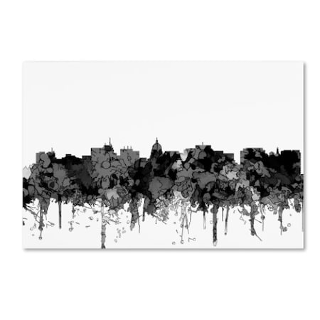 Marlene Watson 'Madison Wisconsin Skyline BW' Canvas Art,16x24